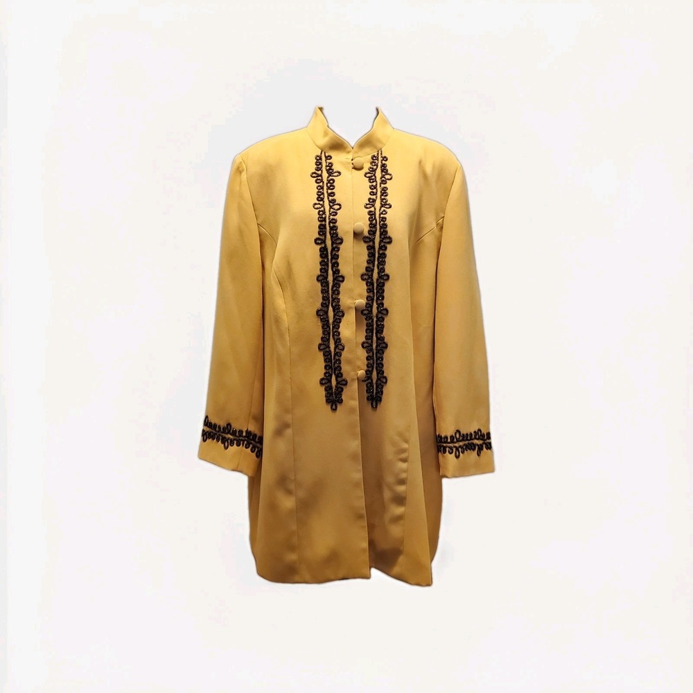 Allison Woods Vintage Women's Size 22W Gold Jacket Mandarin Collar Long Sleeve - Picture 1 of 13